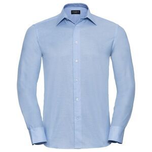 Russell Collection Mens Oxford Easy-Care Tailored Long-Sleeved Shirt / Oxford Bl